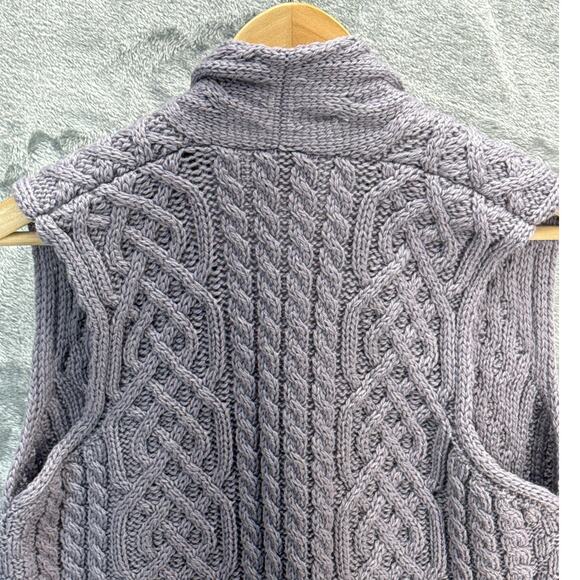 Kilronan Knitwear Merino Wool Light Purple Cable Knit Sweater Vest Women XXS - Picture 6 of 7